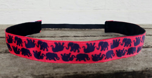 Lilly Inspired Pink and Navy Elephants Nonslip Headband