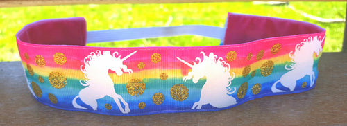 Be a Unicorn Rainbow Watercolor Wide Nonslip Headband