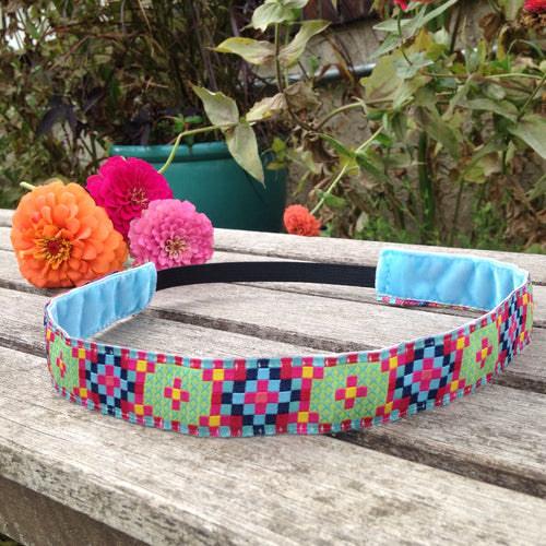 Berry and Lime Pixel Ribbon Headband