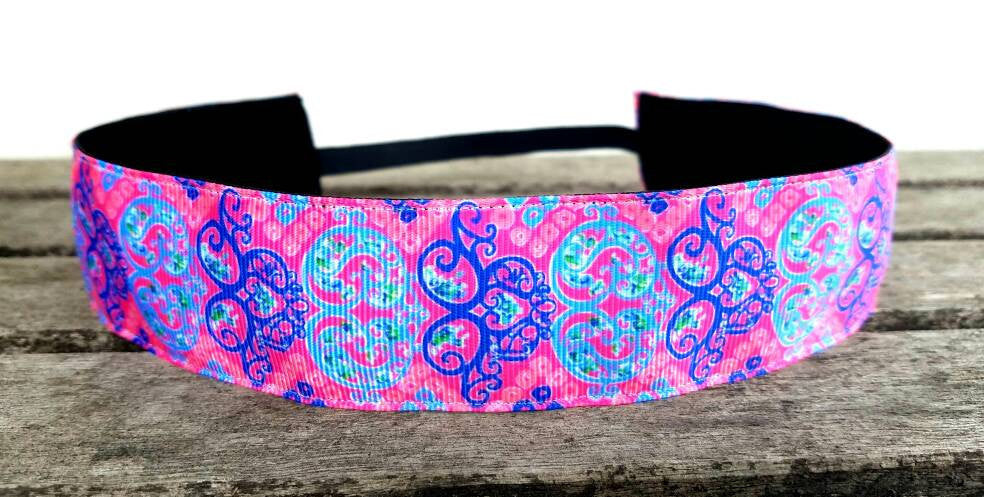 Lilly Inspired Pink, Blue and Purple Damask- Wide Style