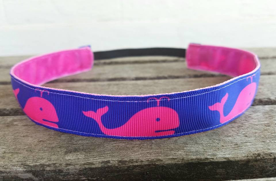 Pink Whales Nonslip Headband