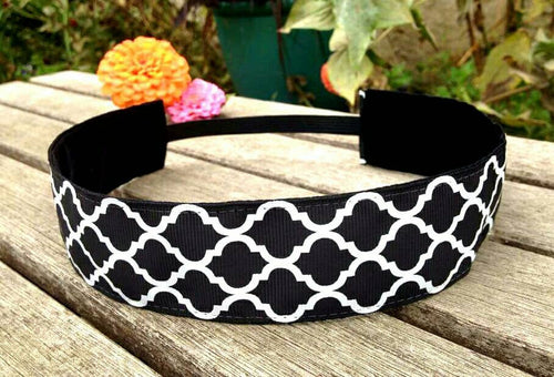 Black and White Moroccan 1.5 wide Lattice Headband